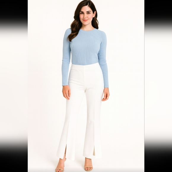 Jonathan Simkhai White Trousers with leg slits high rise Special Occation Event - Picture 1 of 16